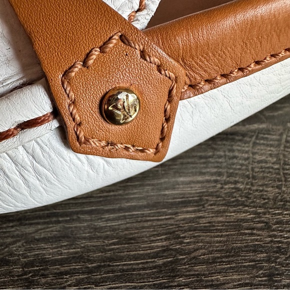 Size 37.5 LOUIS VUITTON WHITE BROWN LOAFERS - Picture 12 of 17